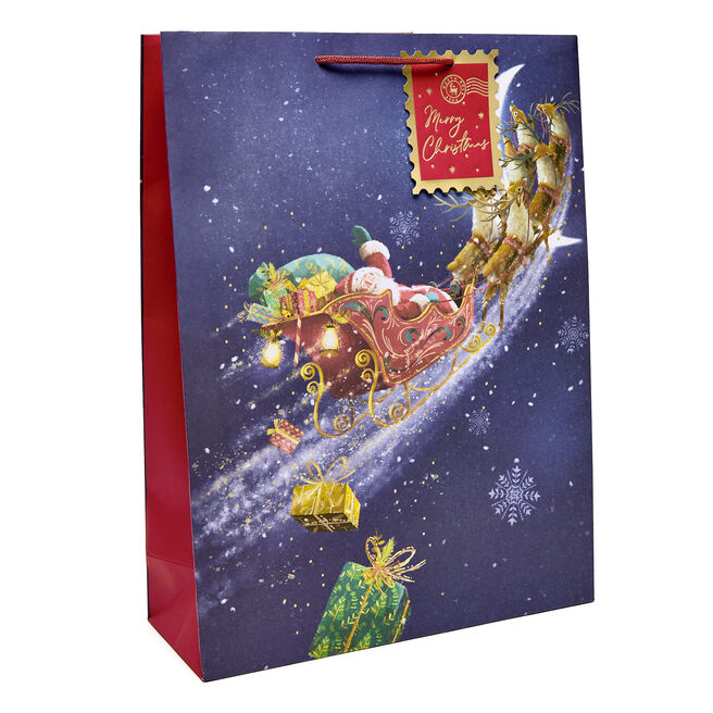 Santa Sleigh & Reindeer Extra Large Portrait Gift Bag