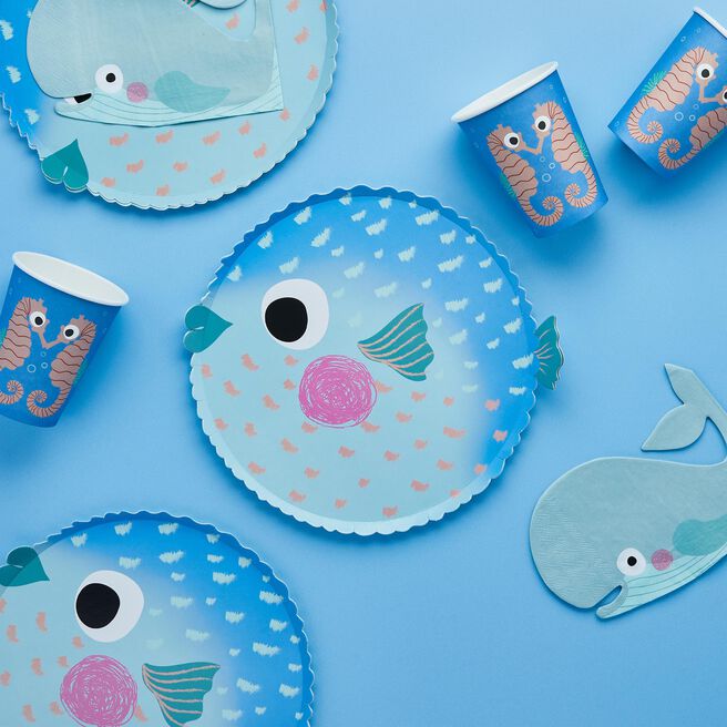 Puffer Fish Paper Plates - Pack of 8