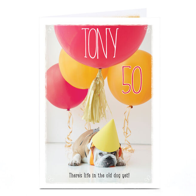 Personalised Birthday Card - Old Dog, Editable Age