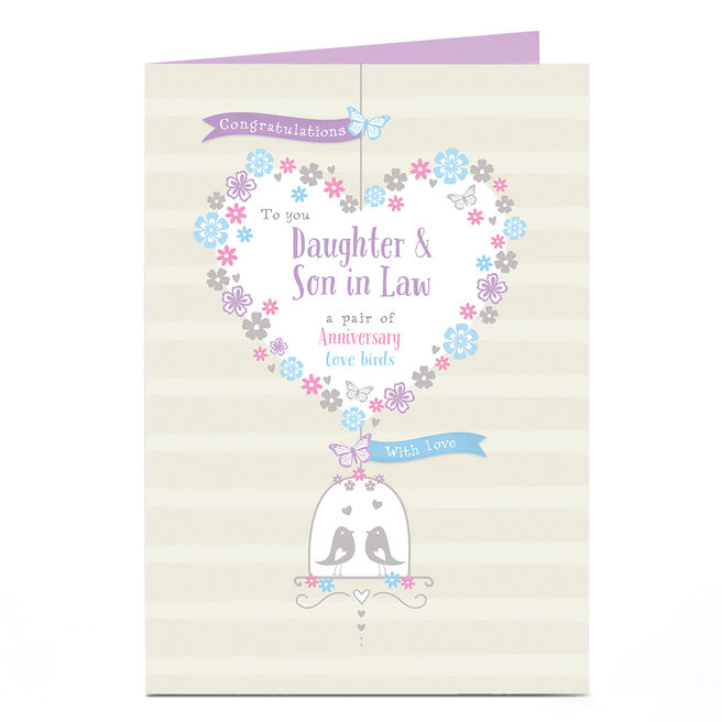 Anniversary Card - Pair of Lovebirds, Daughter & Son in Law