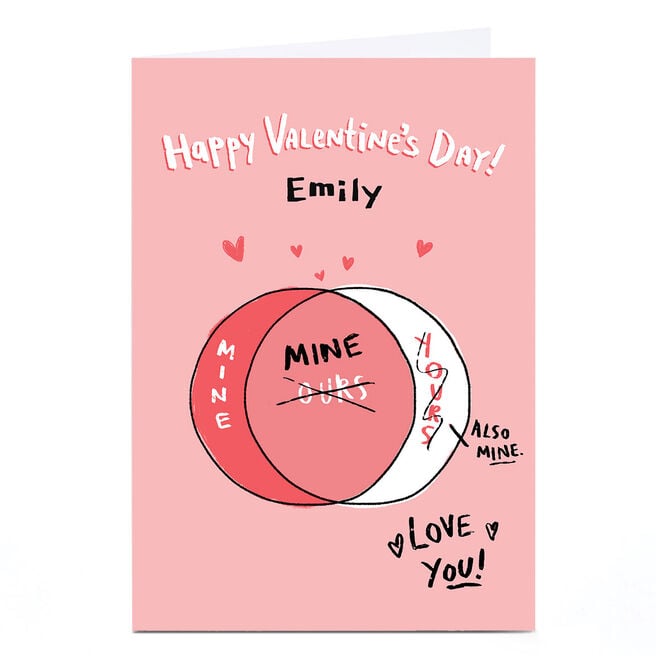 Personalised Hew Ma Valentine's Day Card - Venn Diagram