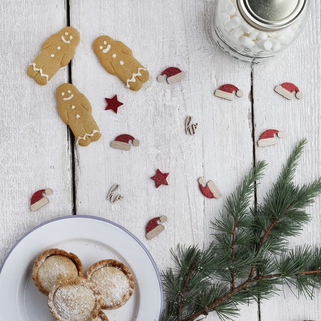 Christmas Mix Wooden Table Confetti 24 Pack