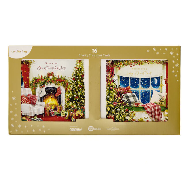16 Cosy Tree & Stockings Charity Christmas Cards - 2 Designs
