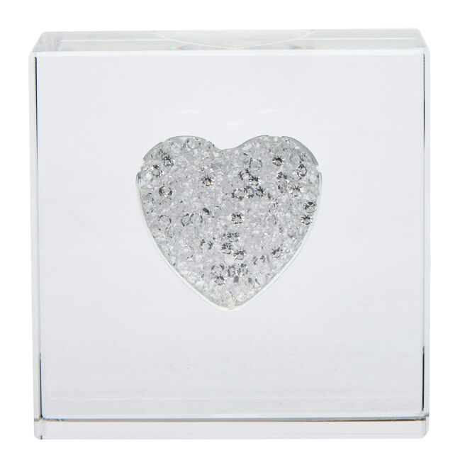 White Diamante Heart Paperweight