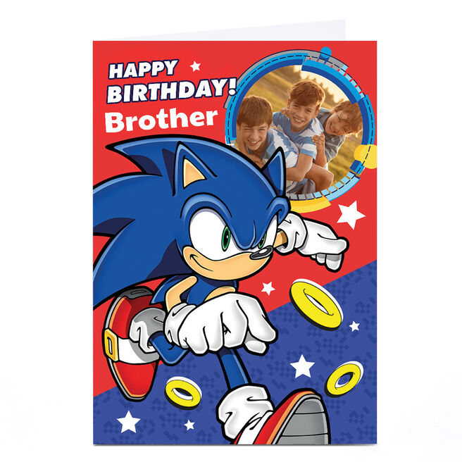  Personalised Birthday Card - Sonic - Image with Gold Rings
