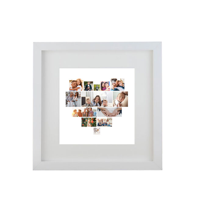 Multi Photo Upload Square Framed Print - Heart