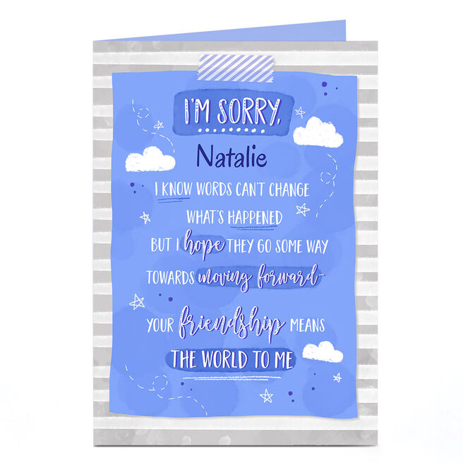 Personalised Sorry Card - Your Friendship Means The World
