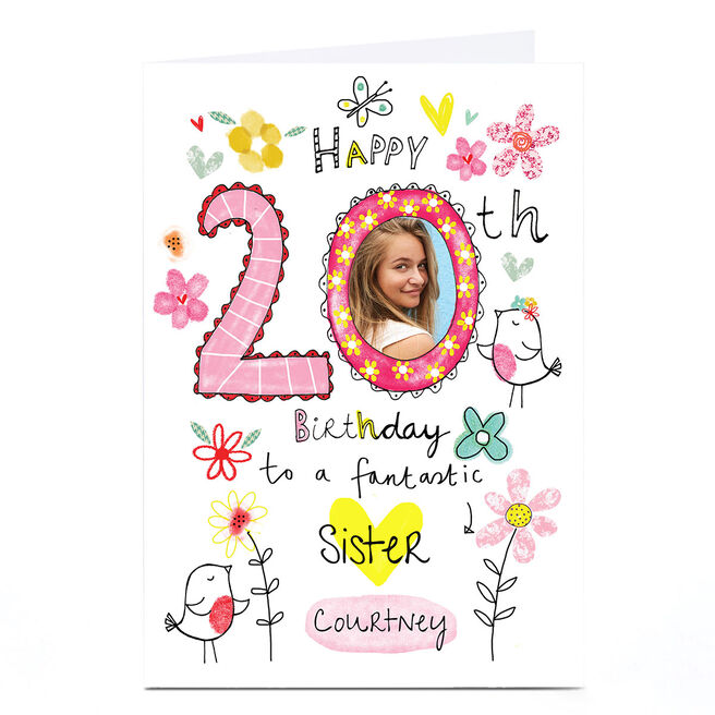 Photo 20th Birthday Card - To A Fantastic Sister
