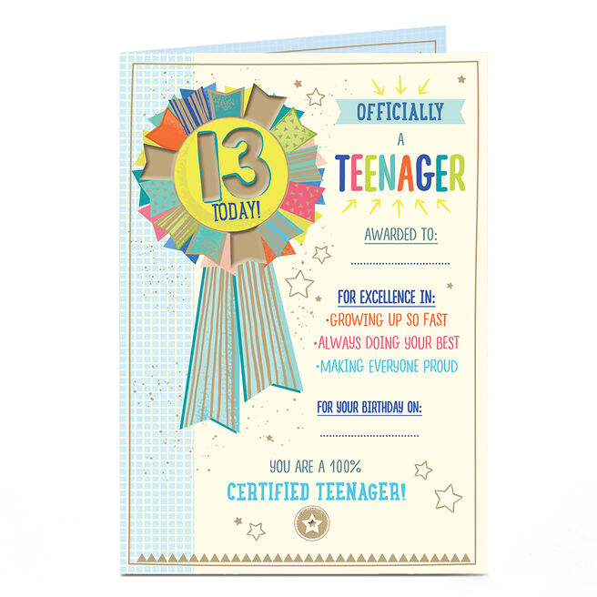 Birthday Card - 13 Officially A Teenager