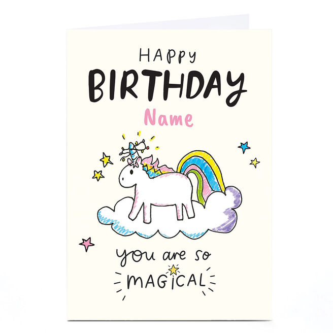 Personalised Birthday Card - You Are Magical Unicorn on Cloud