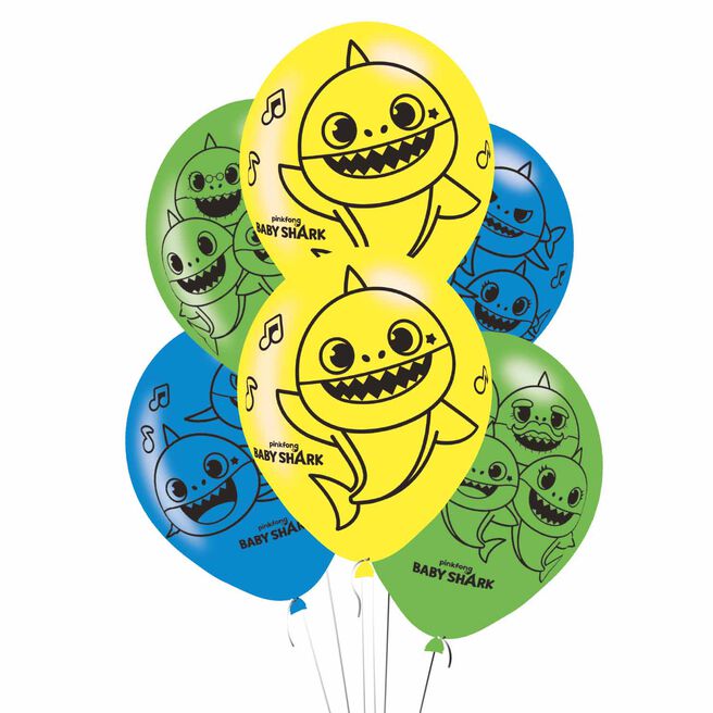 Baby Shark Latex Balloons - Pack of 6