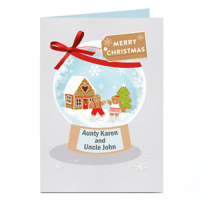 Personalised Christmas Card - Gingerbread Snow Globe