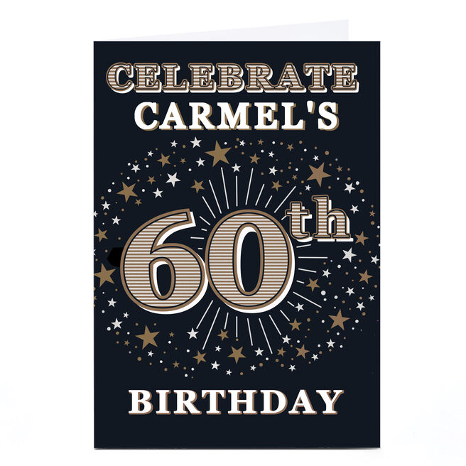 Personalised 60th Birthday Party Invitation - Gold Stars