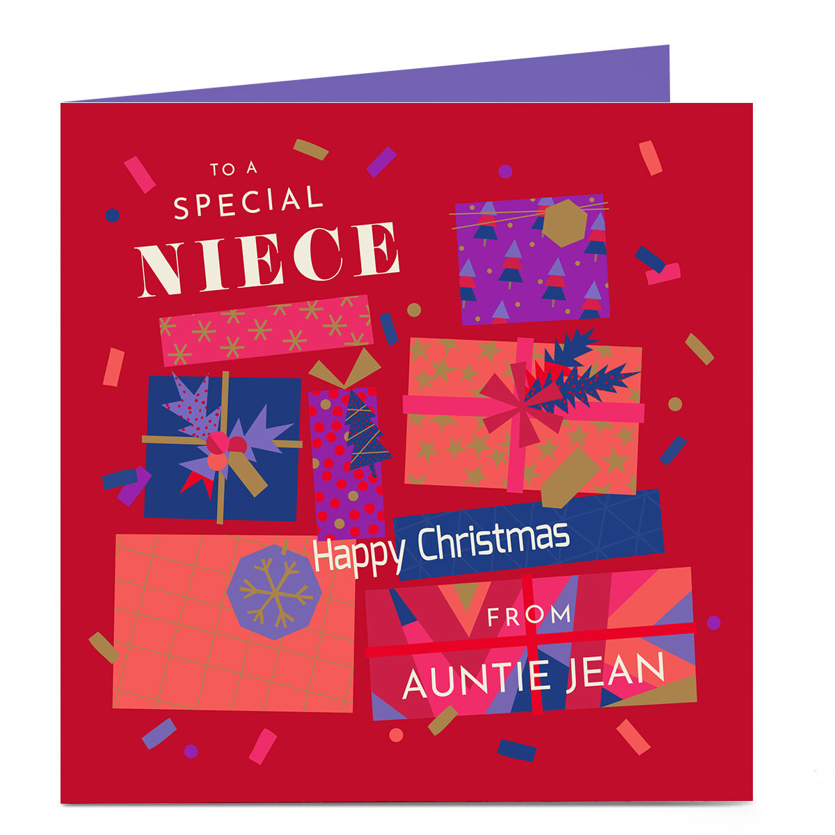 thumbnail image 2 of Personalised Christmas Card – For Daughter, Sister, Granddaughter, Niece, Friend – Girl With Puppy Scene 2 of 2