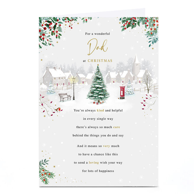 Personalised Christmas Card - Village Scene, Dad