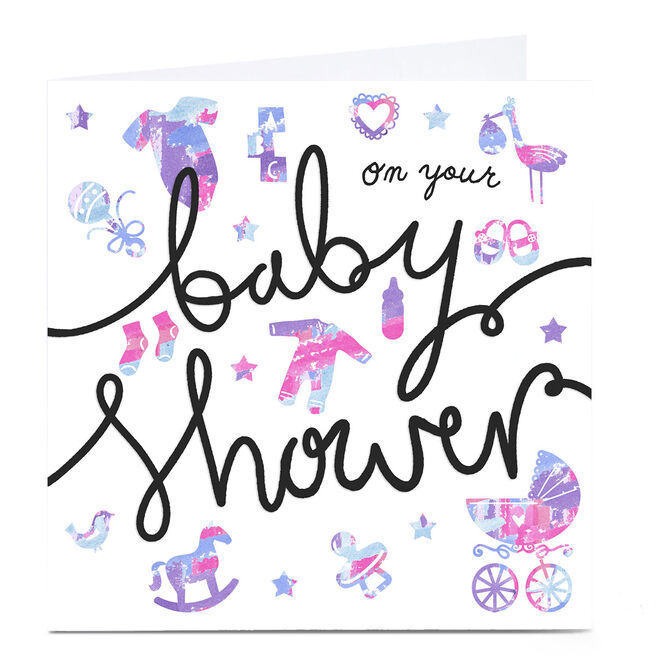 Personalised Baby Shower Card - Watercolour Stencils