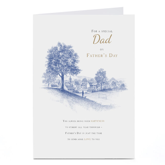 Personalised Father's Day Card - Field and Village Scene - Dad