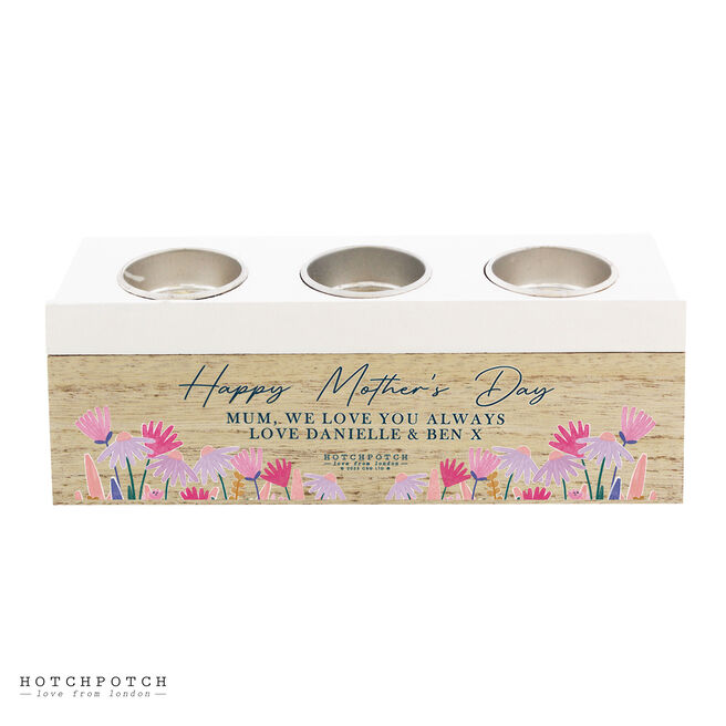 Personalised Wild Flower Triple Tealight Holder & Storage Box