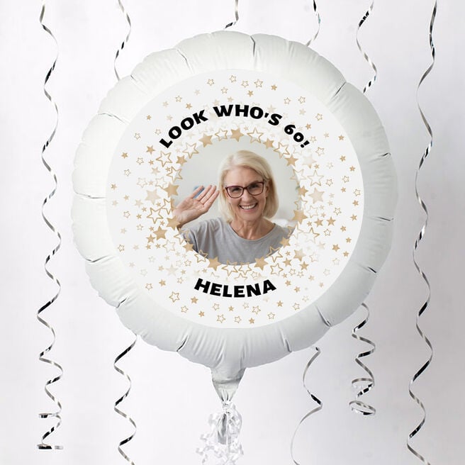 Photo Upload Balloon - Gold Star Border, Any Photo and Message