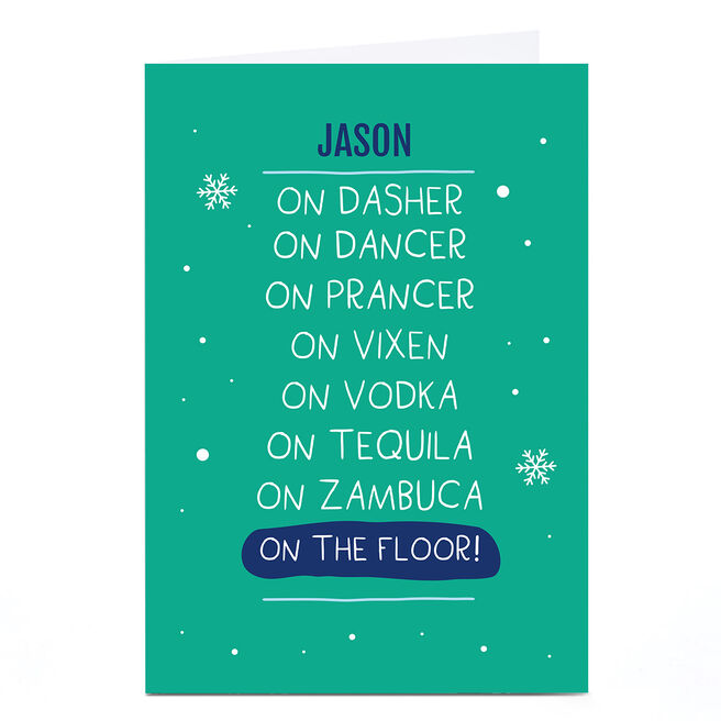 Personalised Smiley Happy People Christmas Card - On The Floor