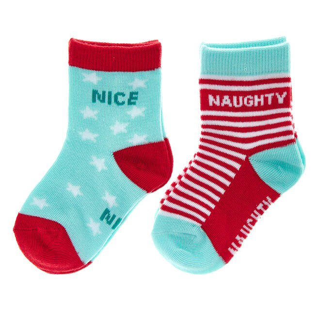 Pack of 2 Naughty & Nice Christmas Socks Age 3-8