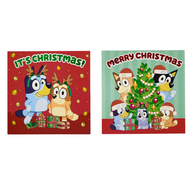 12 Bluey Christmas Cards - 2 Designs