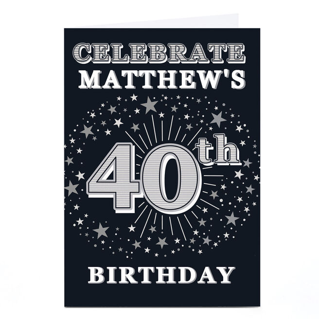 Personalised 40th Birthday Invitation - Silver Stars