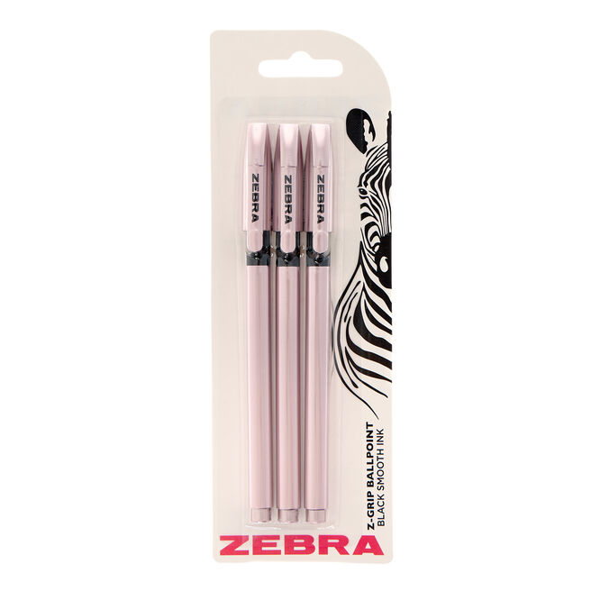Zebra Z-Grip Rose Gold Ballpoint Pens - Pack of 3