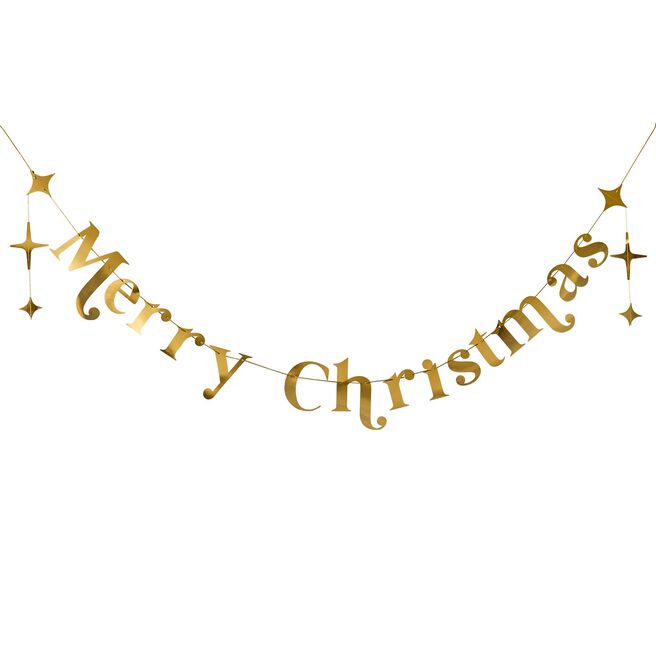 Gold Merry Christmas Card Banner