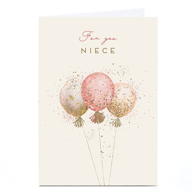 Personalised Birthday Card - Confetti and Sparkle Balloons, Niece