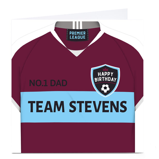 Personalised Birthday Card - Dad Football Shirt Maroon