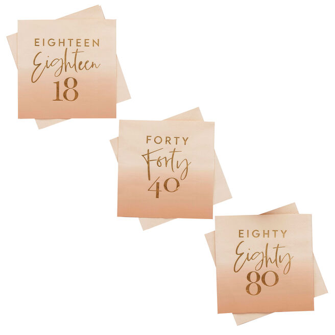 Gold Foiled Special Age Paper Napkins (Pack of 16) - Choose Your Milestone