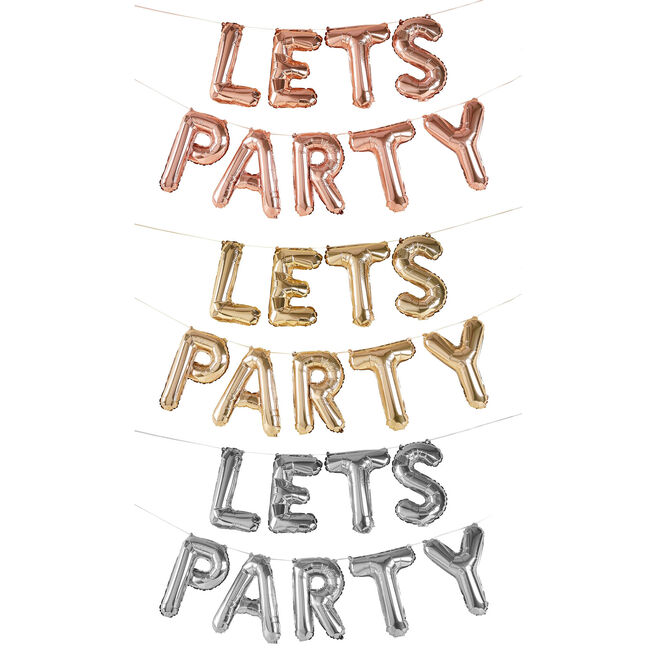 16-Inch Metallic Let's Party Foil Balloon Garland (3 Colour Options)