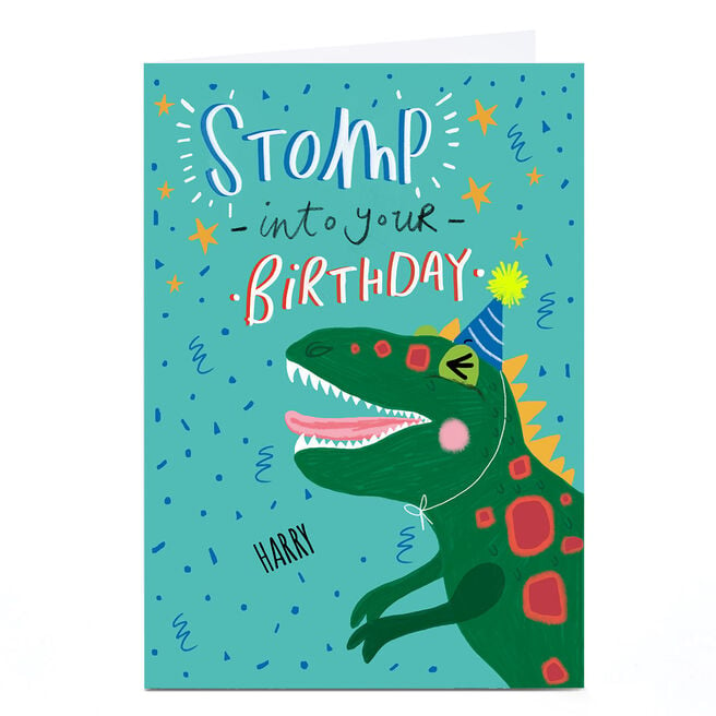 Personalised Carol Richardson Birthday Card - Dinosaur Stomp