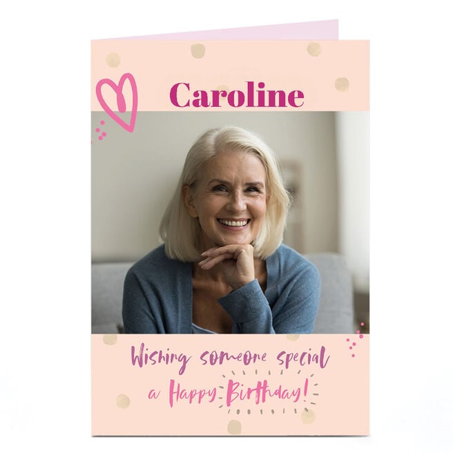 Photo Birthday Card - Pink Heart, Someone Special