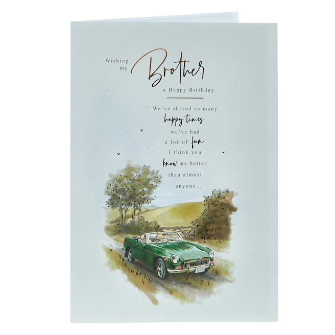Brother Many Happy Times Classic Car Birthday Card