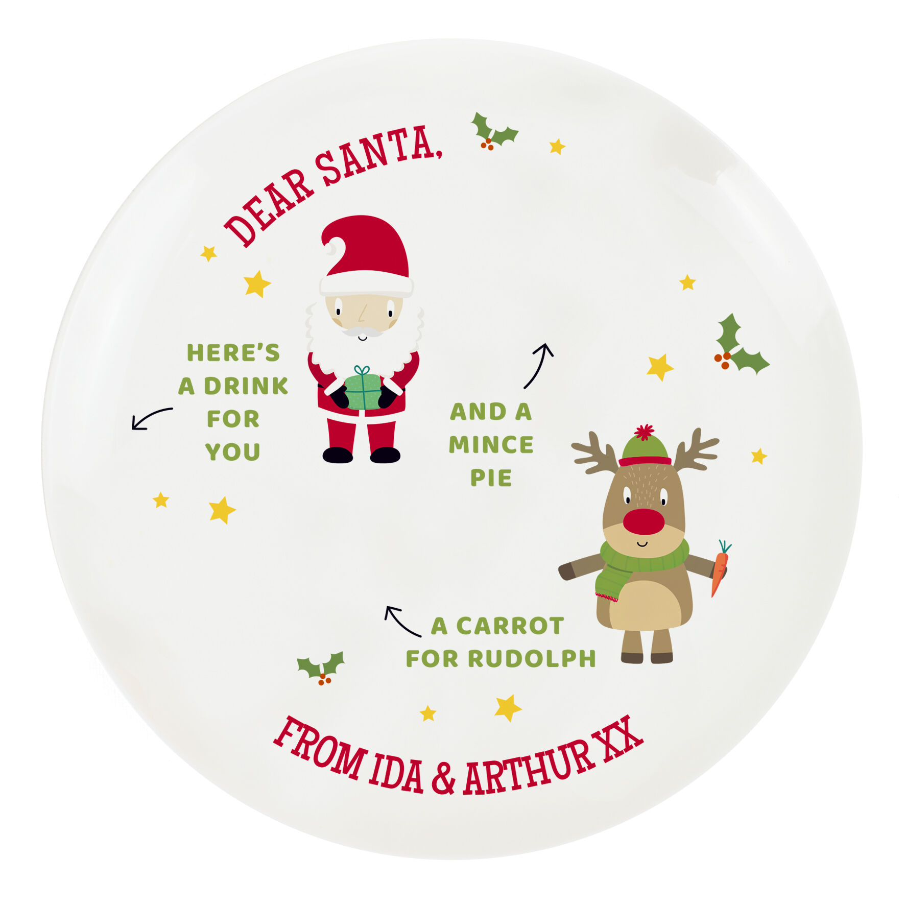 santa and rudolph plate