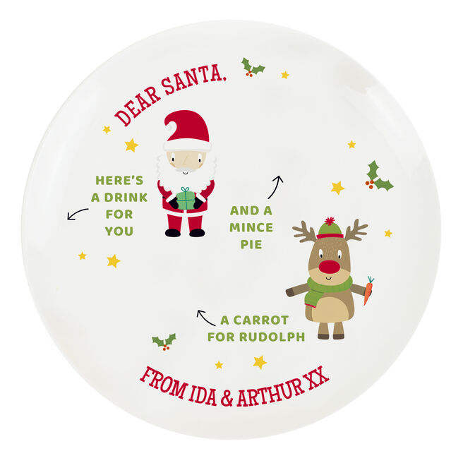 Personalised Christmas Plate - Treats For Santa and Rudolph