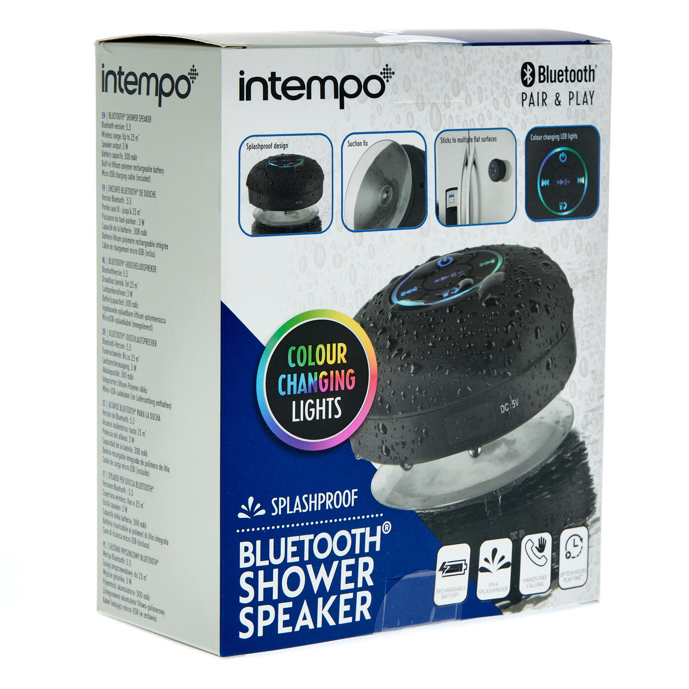 Buy Intempo Bluetooth Shower Speaker With LED ColourChanging Lights for GBP 7.99 Card Factory UK