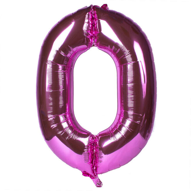 Pink Number 0 Giant Foil Helium Balloon INFLATED 