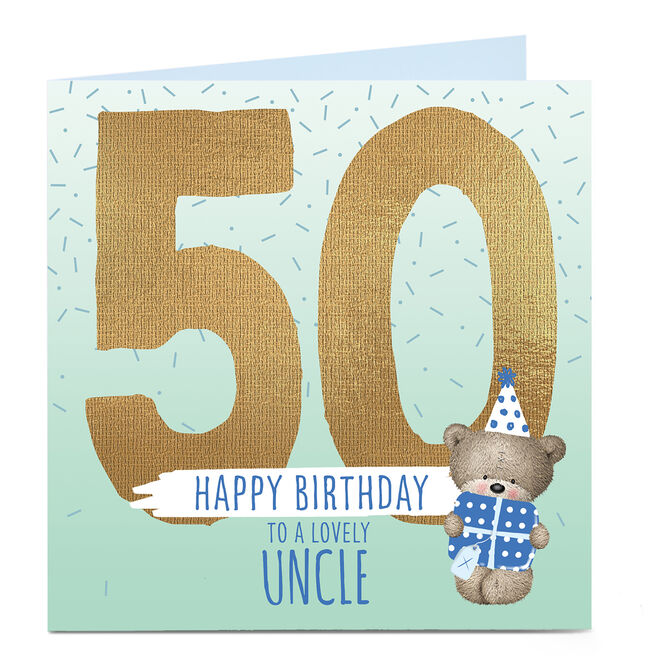 Hugs Bear Personalised 50th Birthday Card - Lovely Uncle