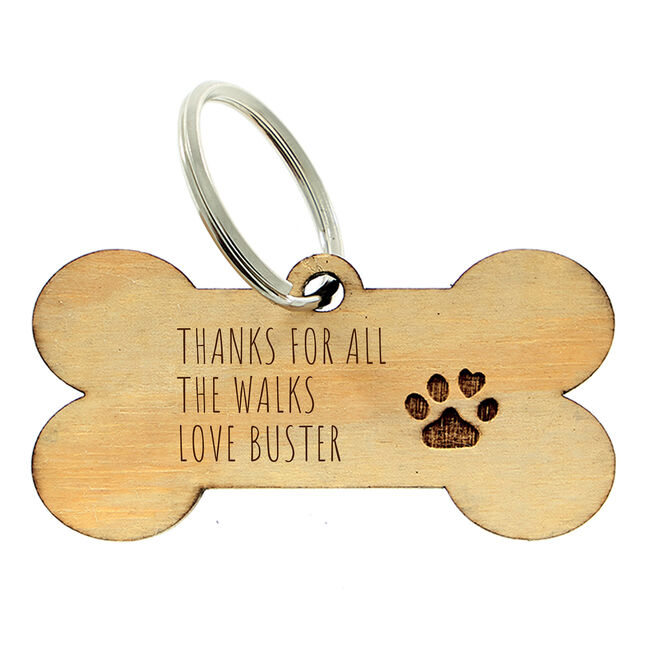 Personalised Wooden Key Ring - Dog Bone