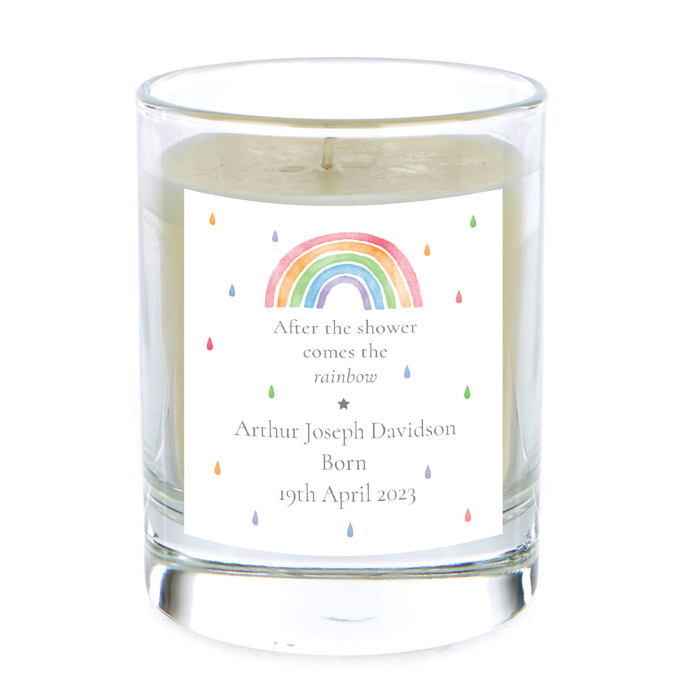 Buy Personalised Pomegranate & Cashmere Scented Candle Rainbow Baby