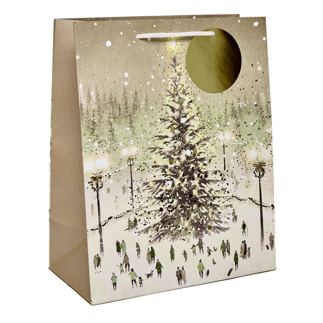 Outdoor Winter Scene Large Portrait Christmas Gift Bag