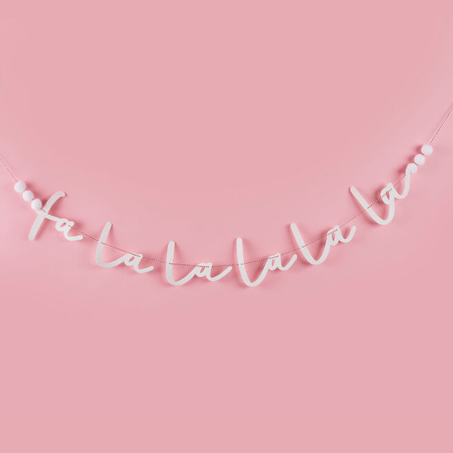 White Falala Glitter Acrylic Banner 2m