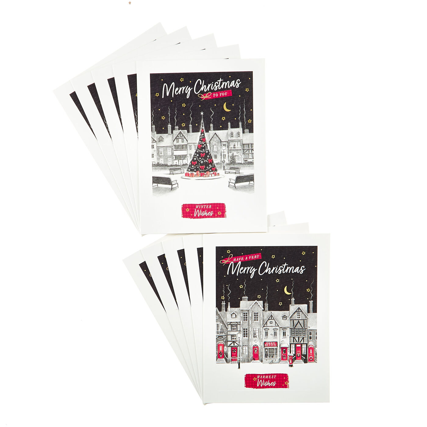 Buy 12 Deluxe Charity Boxed Christmas Cards - Snowy Villages (2 Designs ...