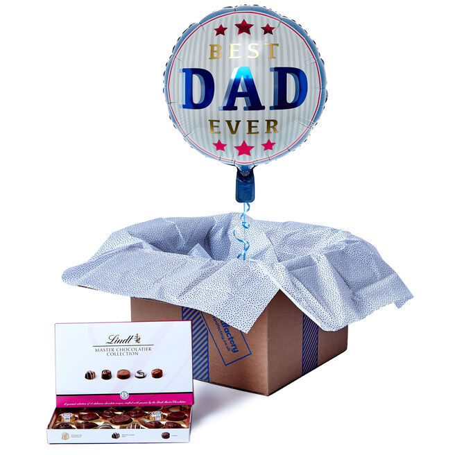 Best Dad Ever Balloon & Lindt Chocolate Box - FREE GIFT CARD!
