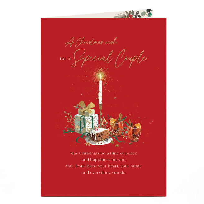 Christmas Card - Candlelit Festive Food and Drink, For A Special Couple