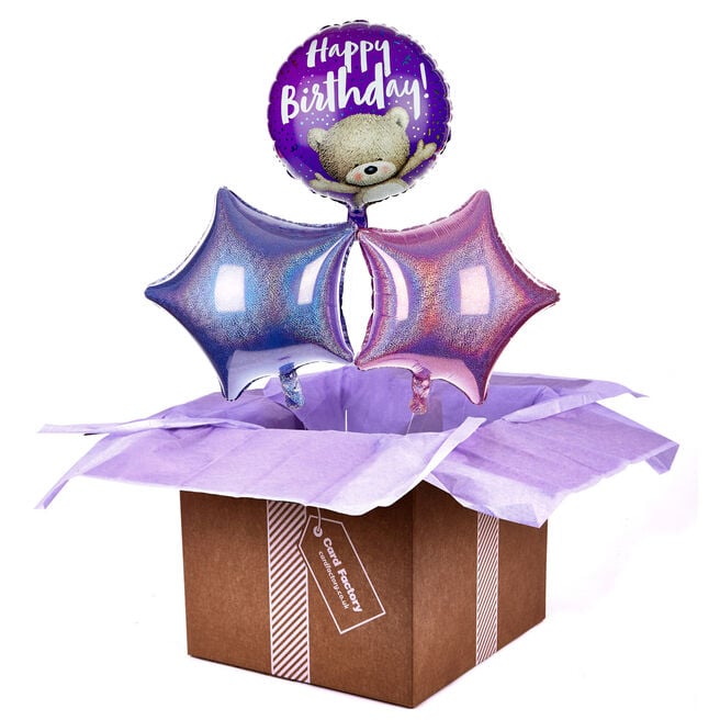 Hugs Bear Happy Birthday Balloon Bouquet - DELIVERED INFLATED!