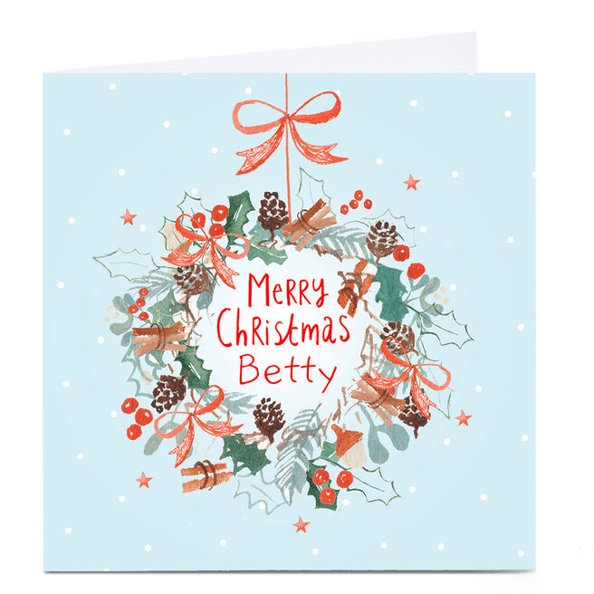 Personalised Lindsay Loves To Draw Christmas Card - Wreath